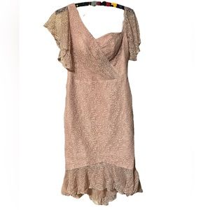 JJs House Asymmetrical Lace Dress in Blush Pink